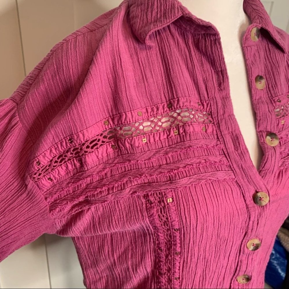 Free People Summer Stars Button Up Shirt Size XS - Picture 3 of 12